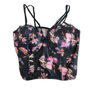 Victoria's Secret Very Sexy Corset Top 32D Dark Floral Fairygoth Grunge NWT